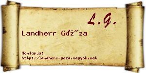 Landherr Géza névjegykártya